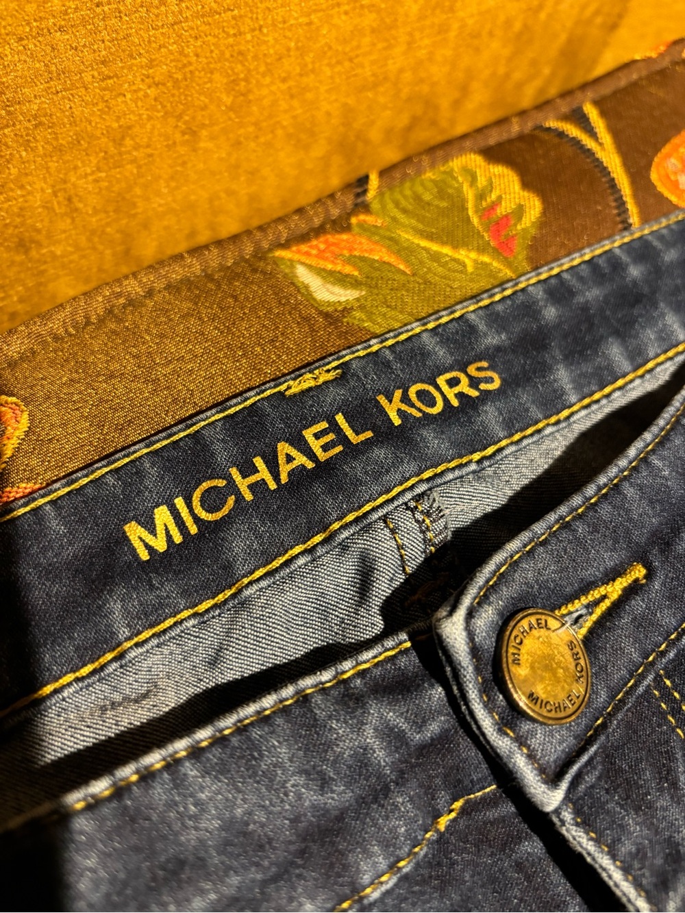 Michael Kors Womens Jeggings Size 12 Denim Jeans with Gold Stitching